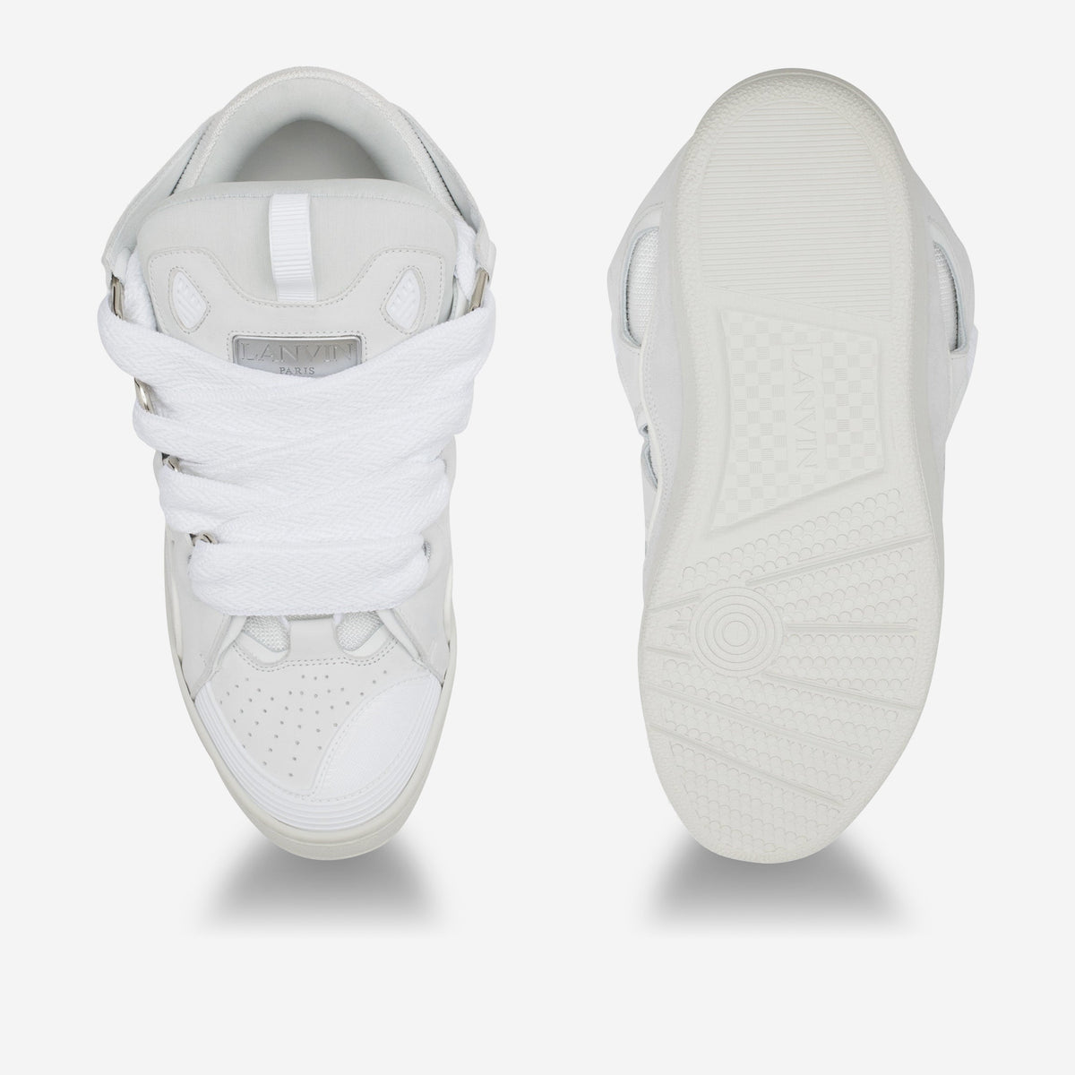 Lanvin White Leather Curb Sneakers