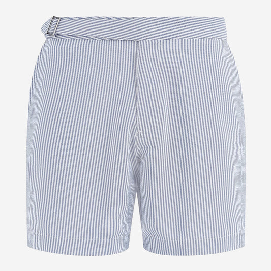 Lewis James Seersucker Striped Half Elasticated Swimshorts