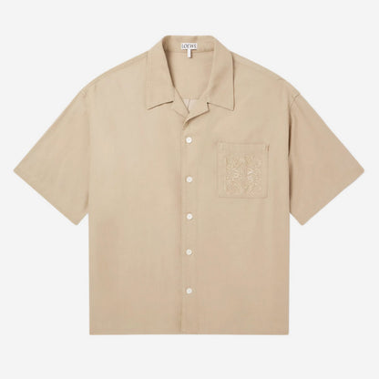 Loewe Camp-Collar Anagram-Detailed Cotton-Twill Shirt