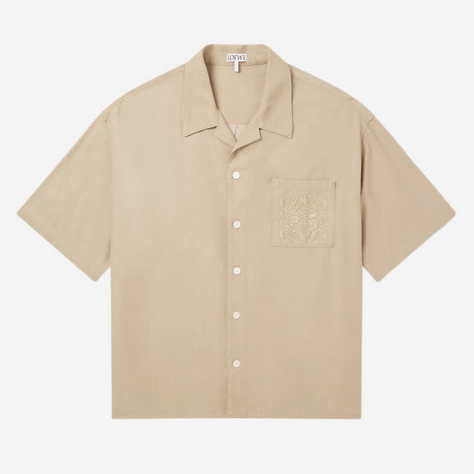 Loewe Camp-Collar Anagram-Detailed Cotton-Twill Shirt