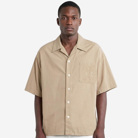 Loewe Camp-Collar Anagram-Detailed Cotton-Twill Shirt