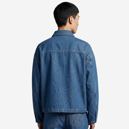 Loewe Anagram Chest Pocket Denim Zip Up Jacket