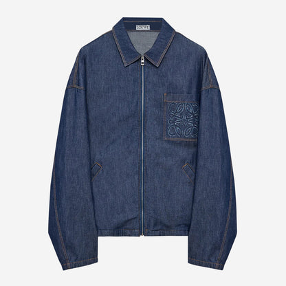 Loewe Anagram Chest Pocket Denim Zip Up Jacket