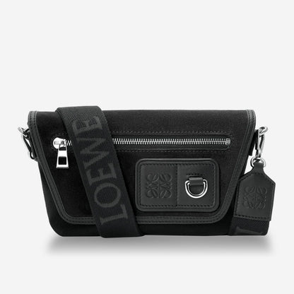 Loewe Mini Flex canvas and suede messenger bag