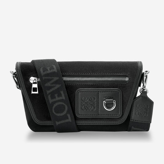Loewe Mini Flex canvas and suede messenger bag