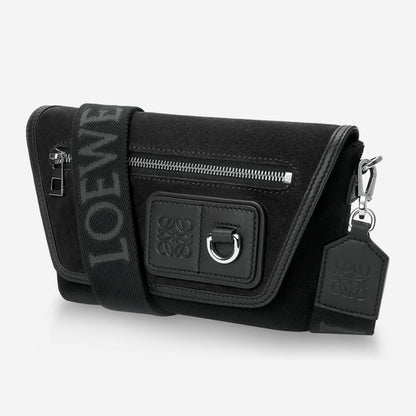 Loewe Mini Flex canvas and suede messenger bag