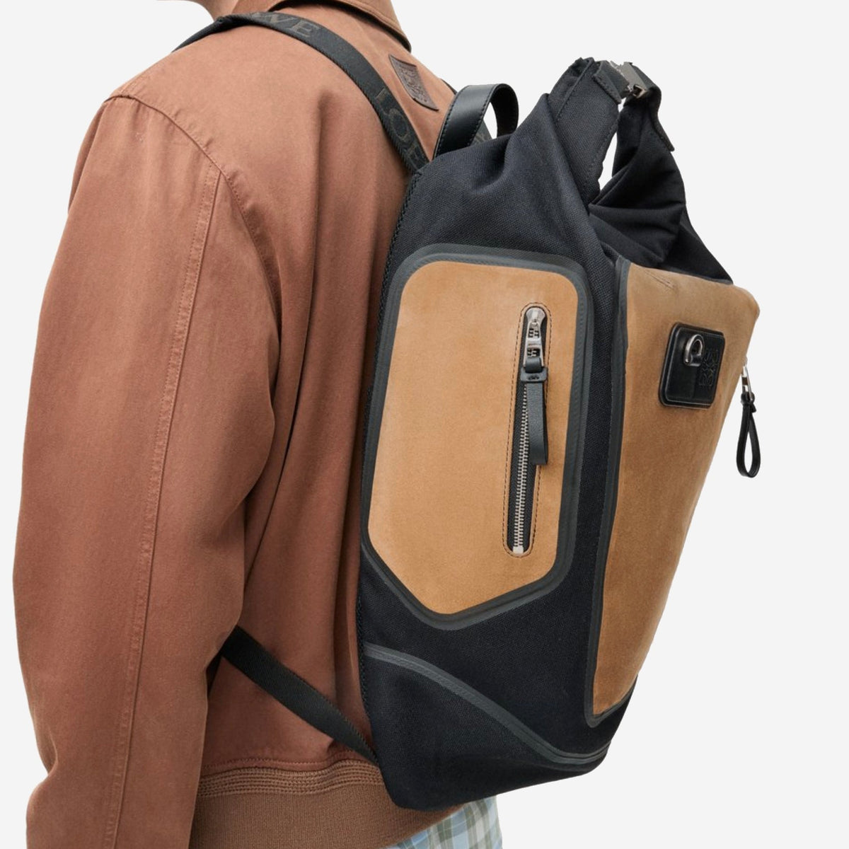 Loewe Canvas And Suede Flex Roll-Top Backpack