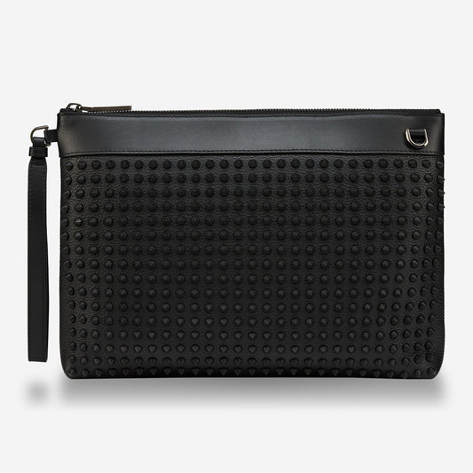 Christian Louboutin Funky Grained Calf Leather And Spikes Pouch