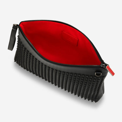 Christian Louboutin Funky Grained Calf Leather And Spikes Pouch