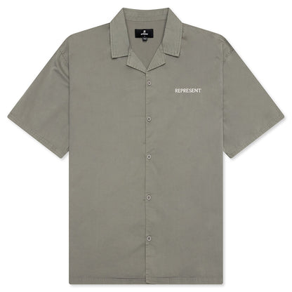 Script Camp Collar Shirt - Washed Khaki
