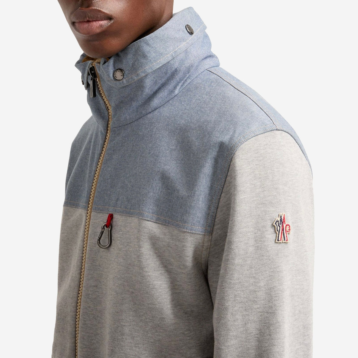 Moncler Grenoble Cotton & Chambray Zip-Up Sweatshirt