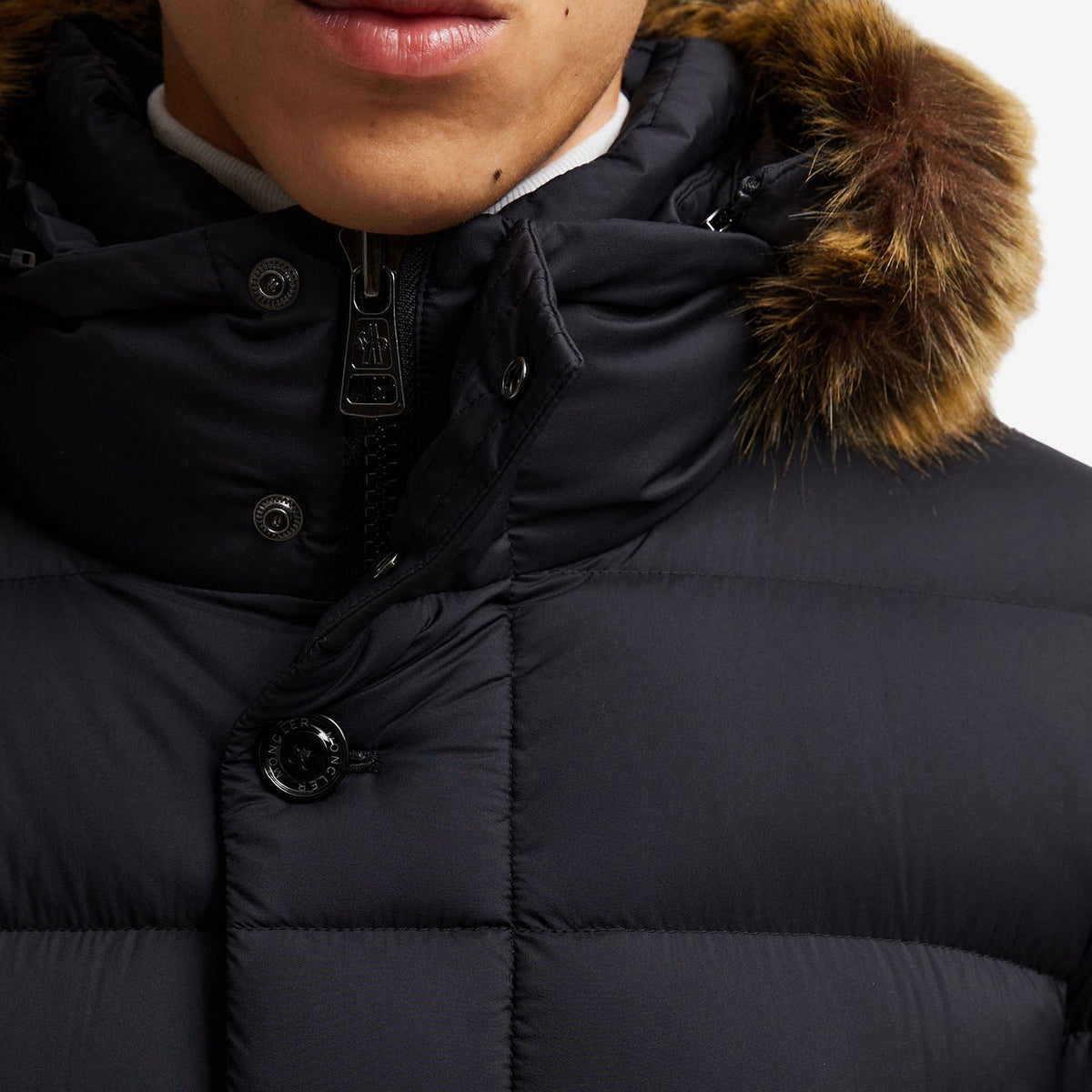 Moncler Clunye Fur Hooded Down Jacket