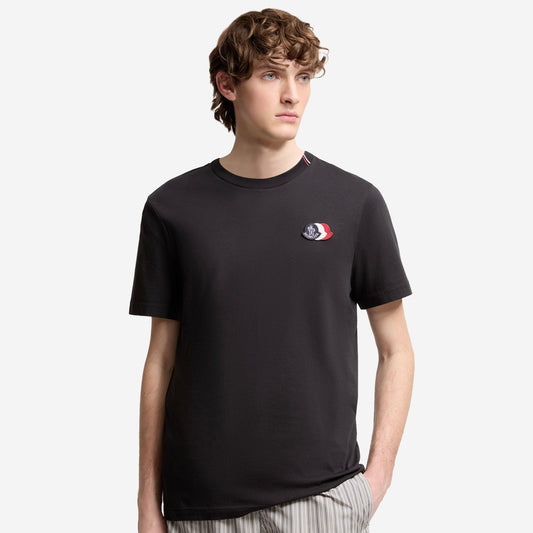 Moncler Embroidered Tricolor Logo Cotton T-Shirt