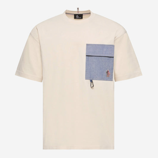 Moncler Grenoble Cotton Blend Denim Pocket T-Shirt