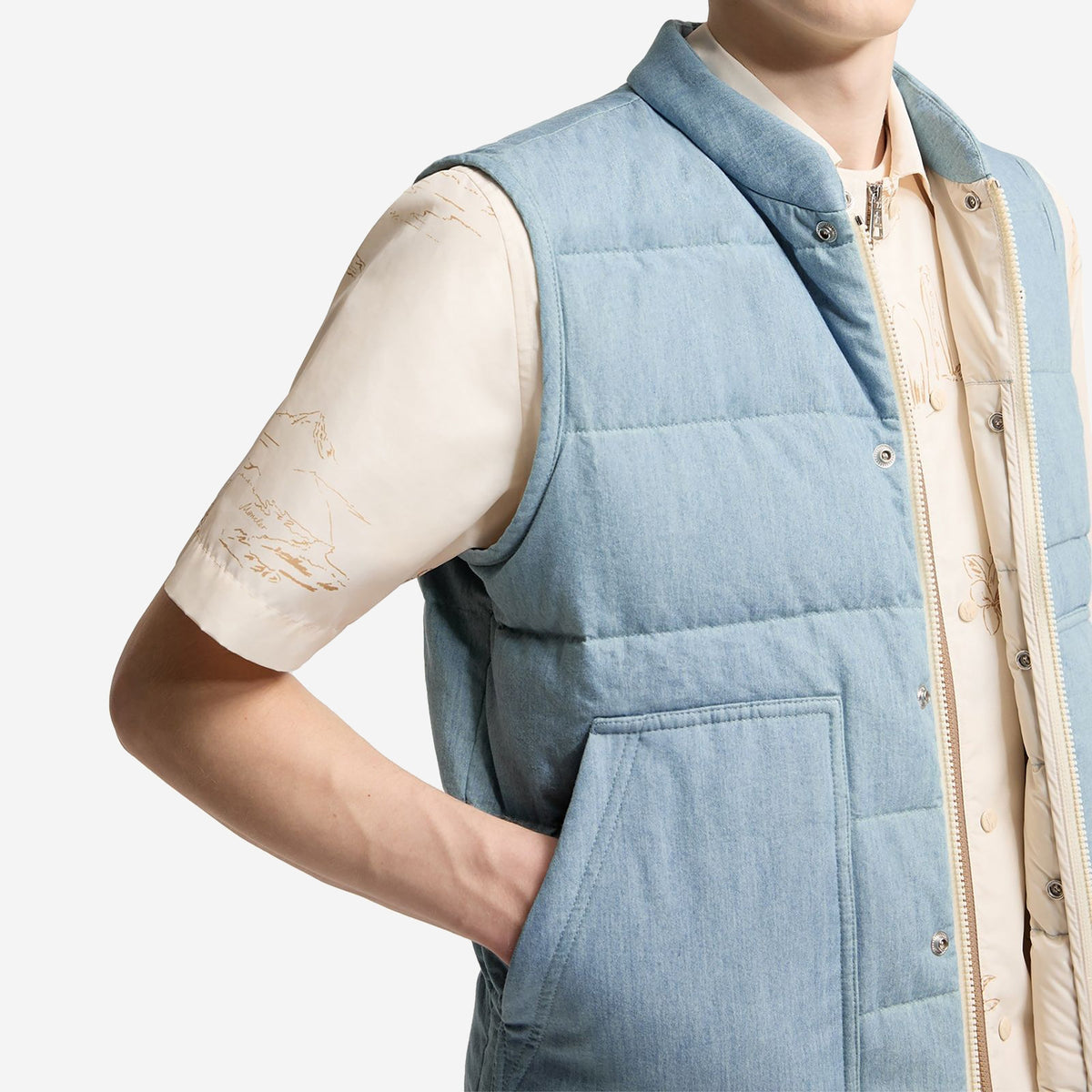 Moncler Heceta Denim Down Gilet