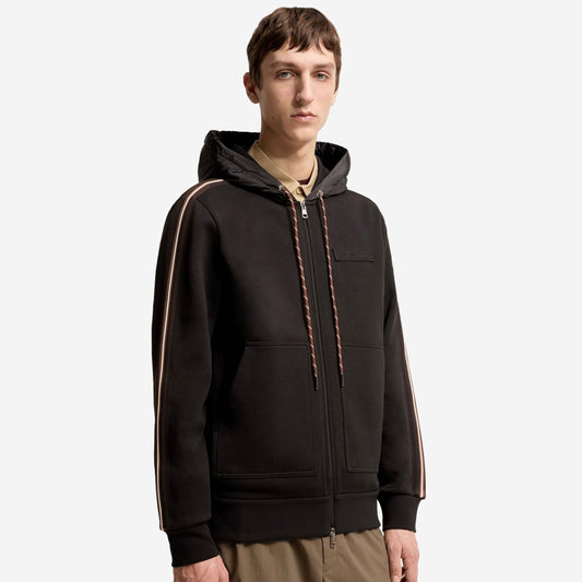 Moncler Web Stripe Sleeve Zip-Up Hoodie