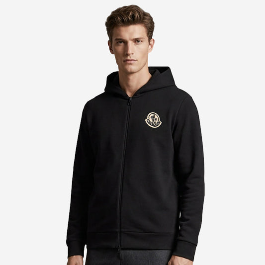 Moncler Sketched Logo Zip-Up Cotton Hoodie