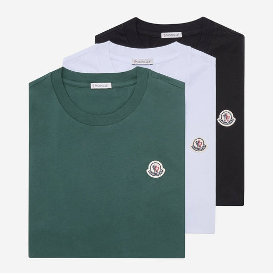 Moncler Pack Of 3 Logo Patch Cotton T-Shirts