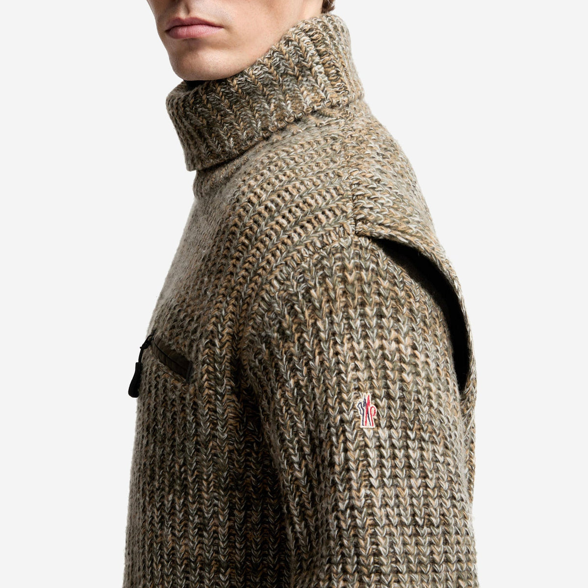 Moncler Grenoble Wool Polo Neck With Pocket Jumper