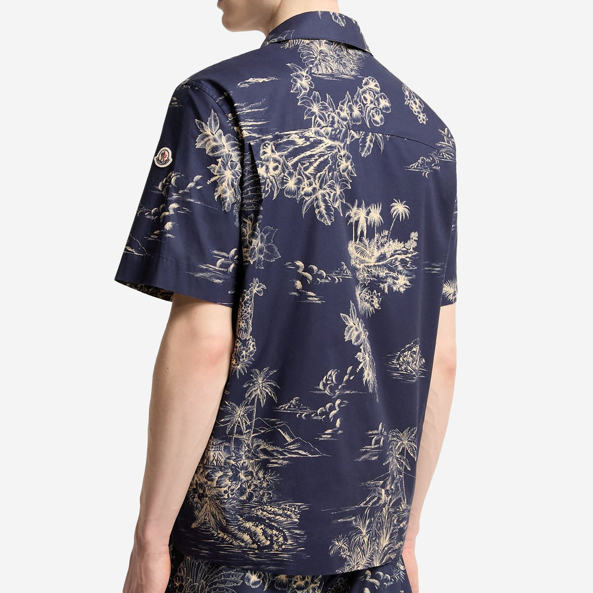 Moncler Floral Print Short Sleeve Cotton Shirt