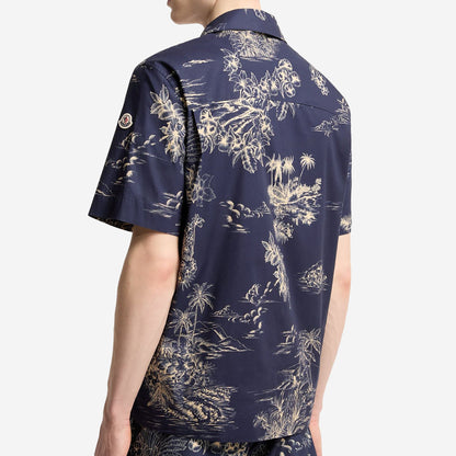 Moncler Floral Print Short Sleeve Cotton Shirt