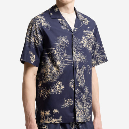 Moncler Floral Print Short Sleeve Cotton Shirt