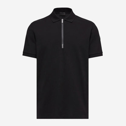 Moncler Logo Cotton Piquet Half-Zip Polo Shirt