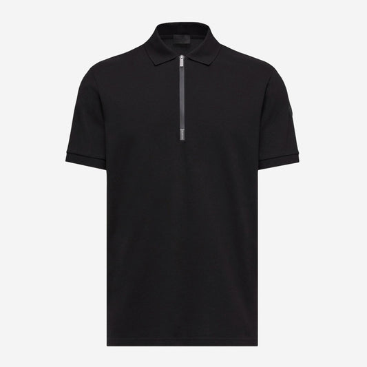 Moncler Logo Cotton Piquet Half-Zip Polo Shirt
