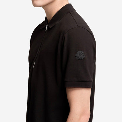 Moncler Logo Cotton Piquet Half-Zip Polo Shirt