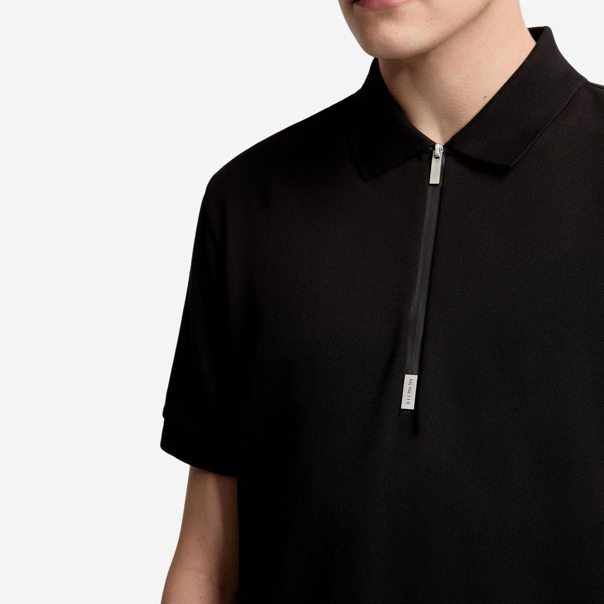 Moncler Logo Cotton Piquet Half-Zip Polo Shirt