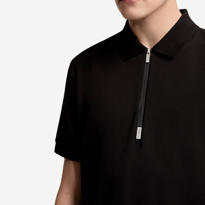 Moncler Logo Cotton Piquet Half-Zip Polo Shirt