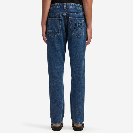 Palm Angels Monogram Straight Leg Jeans