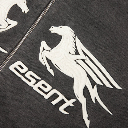Pegasus Zip Through Hoodie - Vintage Grey