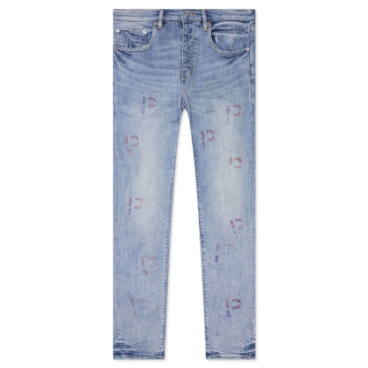 P001 - Light Indigo Embroidery Punch P Plaid