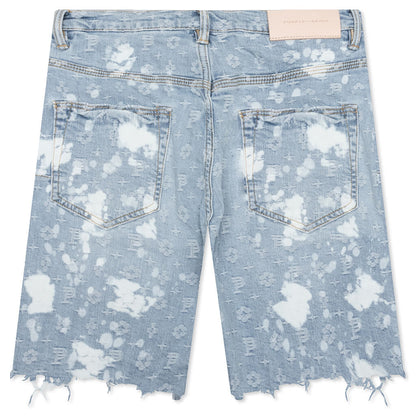 P020 - Light Indigo Bleach Jaquard Monogram Shorts