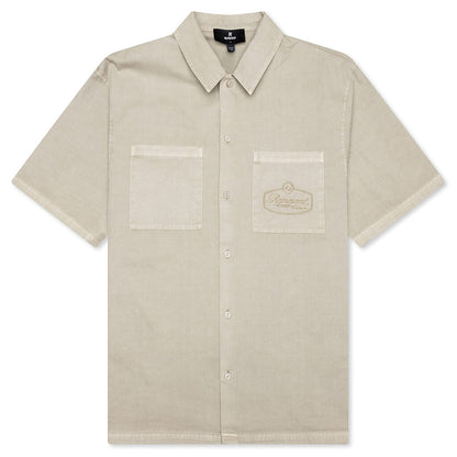 Short Sleeve Cotton Overshirt - Beige