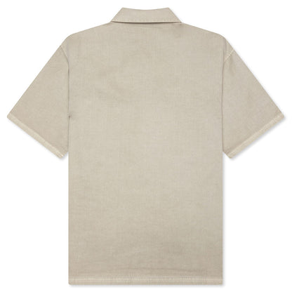 Short Sleeve Cotton Overshirt - Beige