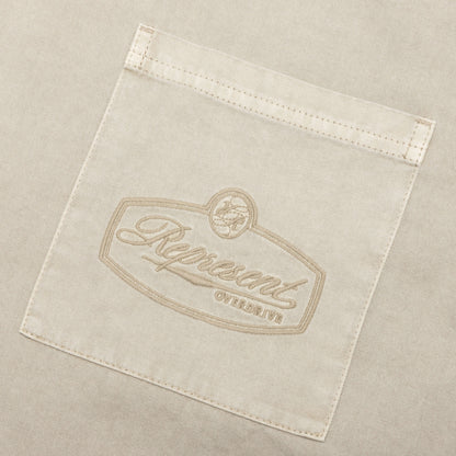Short Sleeve Cotton Overshirt - Beige