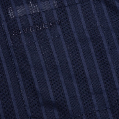 Cotton Voile Shirt With Stripes - Navy