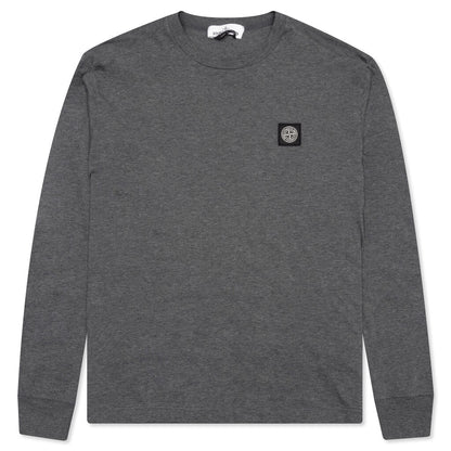 Stone Island Patch Logo L/S Tee - Melange Dark Grey
