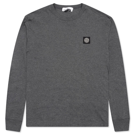 Stone Island Patch Logo L/S Tee - Melange Dark Grey