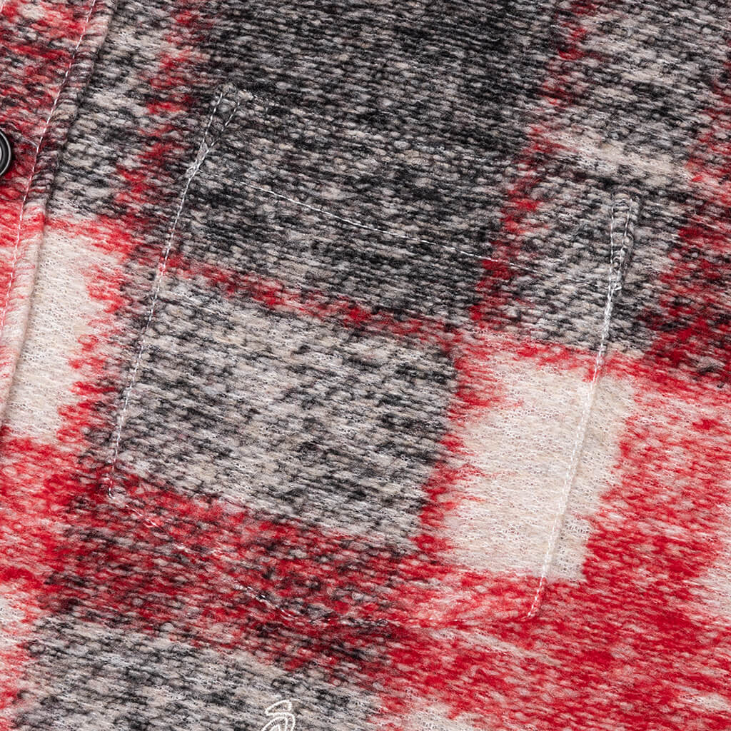 Plaid Knit Shirt - Red