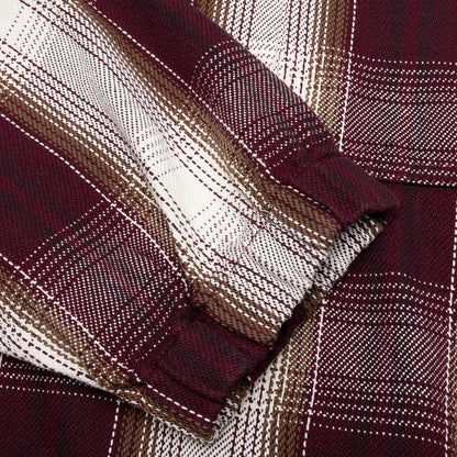 Shadow Plaid Zip Work Jacket - Burgundy
