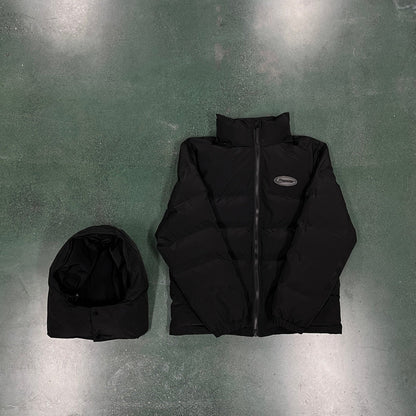 Trapstar Hyperdrive Detachable Hooded Puffer Jacket - Triple Black
