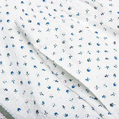 Printed Seersucker Cotton Bermuda Shorts - Cream/Green