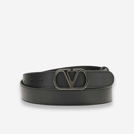 Valentino Garavani Vlogo Signature Ruthenium Logo Belt