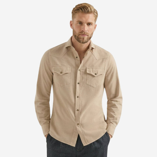 Brunello Cucinelli Corduroy Garment-Dyed Western Shirt