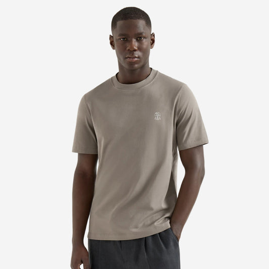 Brunello Cucinelli Cotton Jersey Logo Crew Neck T-Shirt