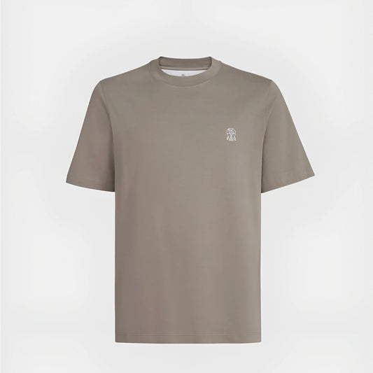 Brunello Cucinelli Cotton Jersey Logo Crew Neck T-Shirt