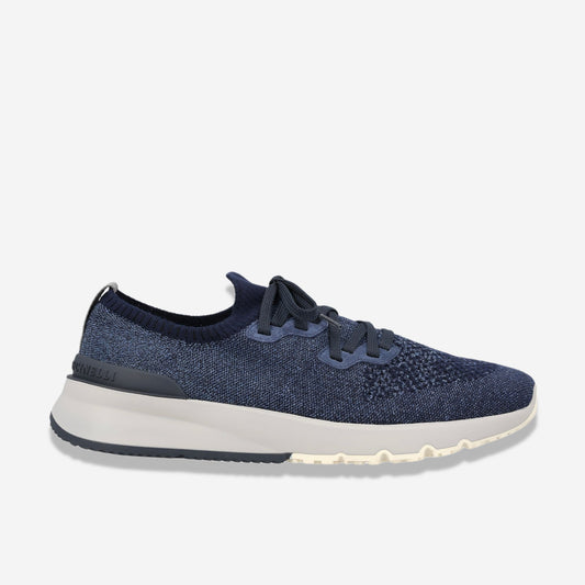 Brunello Cucinelli Cotton Knit And Semi-Polished Calfskin Runners